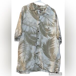 Caribbean men’s Hawaiian button down coastal office shirt Beige tan XL